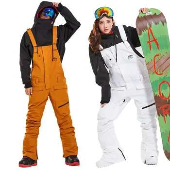 Зимните ски мъжки панталони, топли ски панталони-престилки, мъжки женски ски гащеризон, Ветрозащитный водоустойчив ски гащеризон, ски панталони, панталони за сноуборд - Изображение 1  