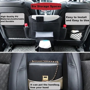 1 БР. Джоб за съхранение в колата Между седалки с подстаканником Кола за салфетки Многоцелеви черен - Изображение 2  