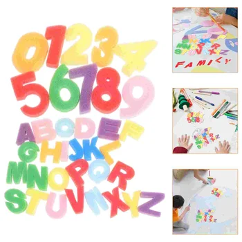 1 Комплект Детска Гъба за Пробиване Букви, Ярък Цветен Креативна Рисувани Букви 0 и A-Z или Гъба за Графити за Деца - Изображение 1  