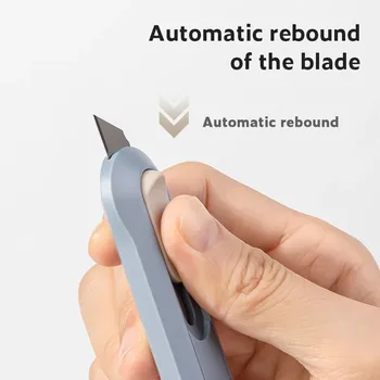 1 бр. преносим мини-нож за хартия за Качествен художествен нож Автоматичен нож за отваряне на кутии Джобен нож за офис ученически пособия - Изображение 2  