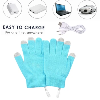 1 чифт ръкавици с електрически нагревател, плетене USB, Ръкавици без пръсти с подгряване на целия пръст, каране на ски със сензорен екран, топли ръкавици, стоки за улицата - Изображение 2  