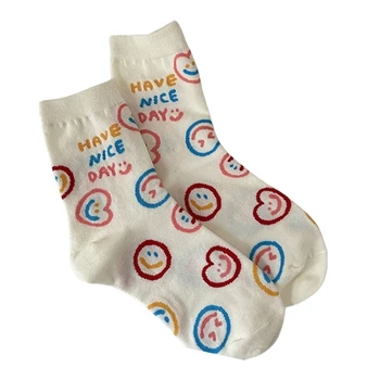 1 чифт цветни анимационни забавни чорапи, Коледни чорапи, подарък чорапи със средна дължина - Изображение 2  