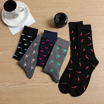 10 чифта чорапи, мъжки чорапи, памучни бизнес Нови модни забавни чорапи с шарките на животните в средата - Изображение 1  