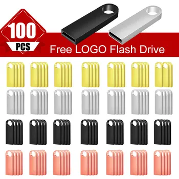 100 бр./лот Флаш памет USB 2.0 Едро 64 GB 32 GB 16 GB Метален Флаш памет 4 GB 8 GB Карта Cle Stick Usb Flash Memory Stick Потребителски Лого - Изображение 1  