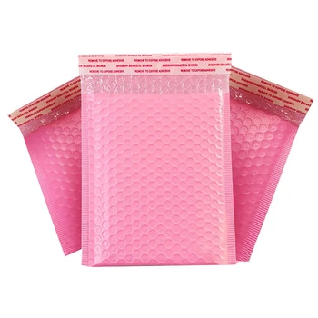 100ШТ Полистирен пакети за пликове, пощенски пликове с самозаклеивающейся пълнеж, меки пликове с везикулозната и пощенски пакети, пакети, чанта розов цвят - Изображение 2  