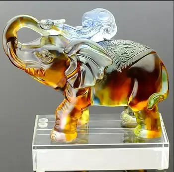 11,5 см Стъклена благоприятен начин на Фън шуй за дома, хол, офис маса, украса във формата на слон - Изображение 2  