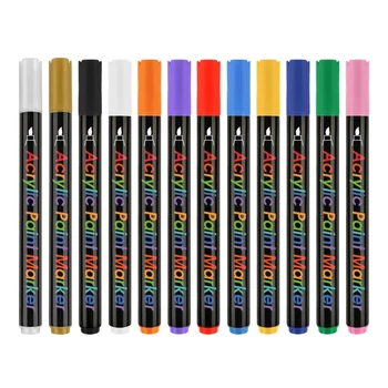 12 Цвята акрилни бои, маркери, химикалки, за ежедневника, раскрашивающие, писалка за рисуване, бързо съхнещи дръжки за графити за училище - Изображение 1  