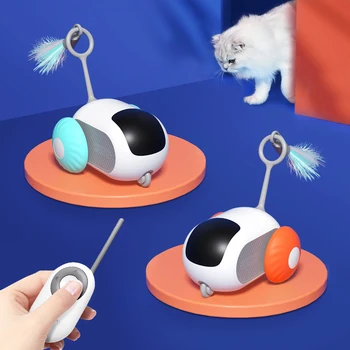 2 Режима Smart Cat Toy Автоматично движеща се играчка машина с дистанционно управление за котки, кучета, интерактивни игри, куче, коте, пет доставки - Изображение 1  