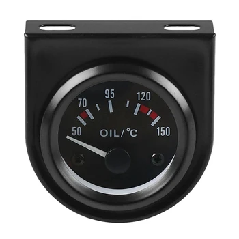 2 елемента, 2-инчов 52 мм 12V Бял led показалеца на температурата на маслото в кола С датчик Черен - Изображение 1  