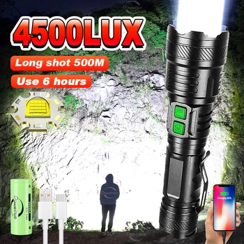 2023 Нов 4500LUX Ултра Мощен Фенер Type-C, Акумулаторна батерия Led Фенерче На Открито с Висока Мощност Led Светлини Тактически Фенер - Изображение 1  