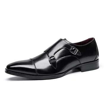 2024 Летни Нови мъжки триточкови ежедневни кожени обувки, Кожени бизнес мъжки кожени обувки за мъж, на модела тънки обувки за мъже - Изображение 2  