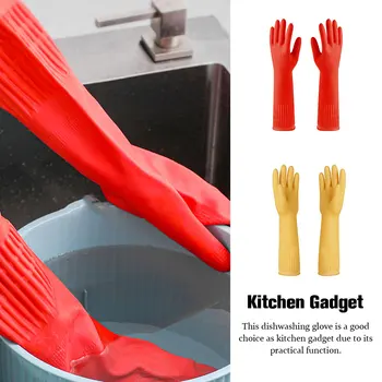 2X Гумени ръкавици Кухненски притурка Градински инструменти, Без течове Ръкавици за миене на - Изображение 1  