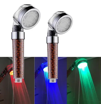 3 Цвята led осветление, Накрайник за душ, Контрол на температурата, Спестяване на вода под високо налягане, аксесоари за душ за баня и спа - Изображение 1  