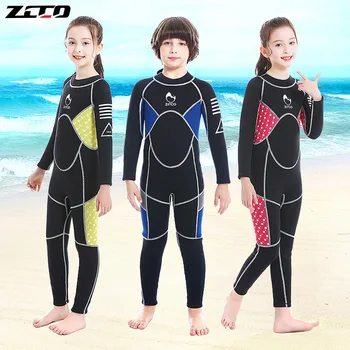 3 мм Неопрен термокостюмы за момчета, детски костюми за цялото тяло, Анти-UV, запазването на топлина, водолазни костюми, бански за сърф, костюми за деца - Изображение 1  