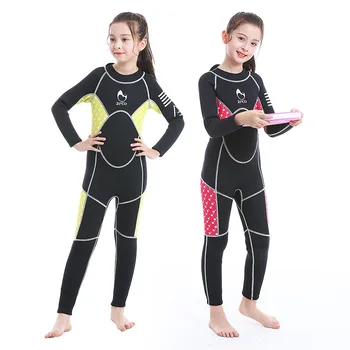 3 мм Неопрен термокостюмы за момчета, детски костюми за цялото тяло, Анти-UV, запазването на топлина, водолазни костюми, бански за сърф, костюми за деца - Изображение 2  