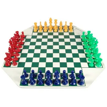 4-ЛЕНТОВ Шах набор от Настолни игри за Шах на 4 играча Средновековен Шах, Определени С Шахматна дъска 68 Фигури Крал 97 мм Пътна Семейна игра на Шах - Изображение 1  