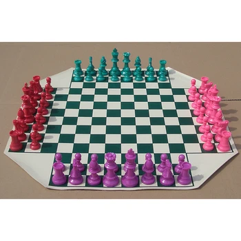 4-ЛЕНТОВ Шах набор от Настолни игри за Шах на 4 играча Средновековен Шах, Определени С Шахматна дъска 68 Фигури Крал 97 мм Пътна Семейна игра на Шах - Изображение 2  