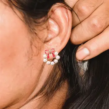 6 женски Двойки обици За момичета Коледни Обеци, Дамски украшения за уши Модни Нитове за уши - Изображение 2  