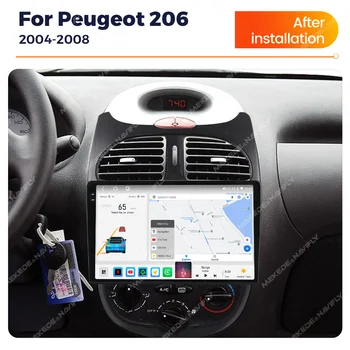 8 Основната 2Din Android 12 Авто Радио, Мултимедиен Плейър За Peugeot 206 206CC 206SW 2001-2008 Carplay GPS Навигация Главното Устройство - Изображение 2  