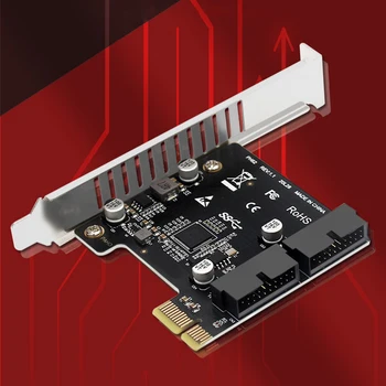 90-Градусов Датчик заглавието USB 3 в картата-адаптер, PCIE 19Pin / 20Pin за Type-E USB3.0 PCI Express Адаптер, PCIe X1, USB 3.0 Адаптер - Изображение 2  