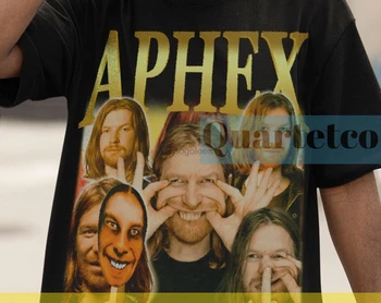 Aphex Twin Тениска Aphex Twin Aphex Twin Риза Aphex Twin Фен на Тениски, Ретро Aphex Twin Реколта дрехи Певицата Aphex Twin Подарък обиколка( - Изображение 1  