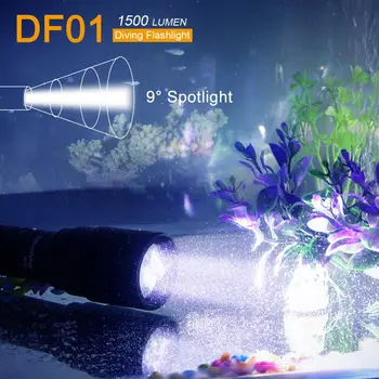 DF01 SST40 LED Фенерче За Гмуркане с подсветка За Гмуркане 1500 Лумена Ръчна Корона Под Вода 150 м 9 Градуса Узконаправленный Фенер За Водолаз - Изображение 2  