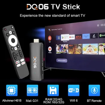 DQ06 ATV Mini TV Stick Android12 Allwinner H618 Четириядрен Процесор Cortex а a53 Подкрепа 8K Видео 4K Wifi6 БТ Глас Безжично на Smart TV Box - Изображение 2  