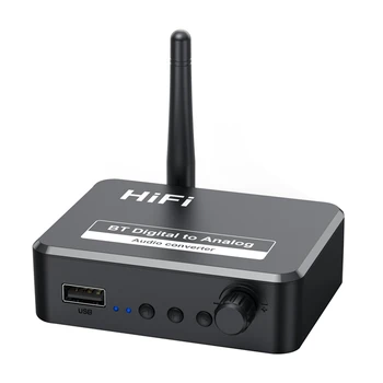 HD Bluetooth 5.2 Аудиоприемник Hi-Fi Стерео Музика CD-Качествен Звук 3.5 Мм AUX Коаксиален Оптичен Безжичен Адаптер - Изображение 1  