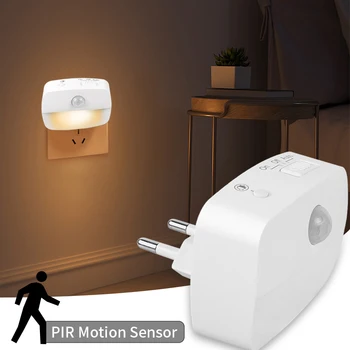 Led нощна светлина EU Plug In Smart Motion Sensor Light 220V, с монтиран на стената Лампа за Дома, Коридор, Тоалетна, входно Антре, Стълбище, Кухня, Спалня, нощни лампи - Изображение 1  
