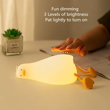Led нощна светлина Патица ночники USB Акумулаторна мультяшная силиконова лампа с поглаживающим ключа За деца Декор на детска спални Подарък за рожден Ден - Изображение 2  