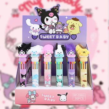 Sanrio Мультяшная Химикалка Химикалка 18/36шт Kuromi Hello Kitty Cinnamoroll 10 Цвята 0.7 Канцеларски материали За ученици Draw Wrirte Mark Pen - Изображение 2  
