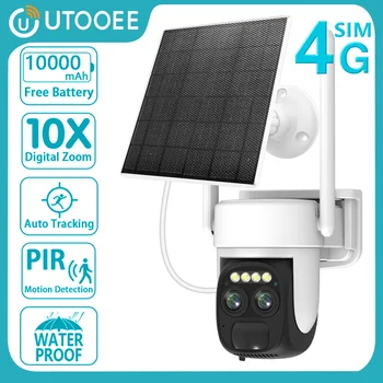 UTOOEE 4K 8MP 4G Sim Карти С двойна Леща WIIF Слънчева Камера Батерия PIR Откриване на Човек Външна Камера за Видеонаблюдение - Изображение 1  