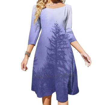 Very Peri Bariwinkle Forest Adventure 2022, Цвят на Годината, Рокля С Квадратни деколтета, Ново Елегантна Женствена рокля Голям размер, Дебнещ Талия - Изображение 1  