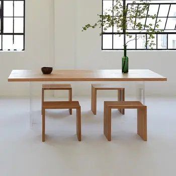 Акрилни окачен маса за хранене от масивно дърво креативен автор на дървен островен плот, известен в Интернет прост прозрачен материал - Изображение 2  
