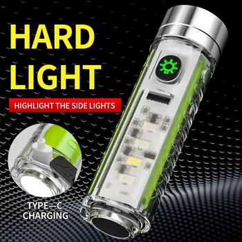 Акумулаторна батерия led фенерче USB C, led МИНИ-ключодържател с хвостовым магнит, UV-радиация, Многофункционален портативен фенерче, пешеходни светлини - Изображение 1  