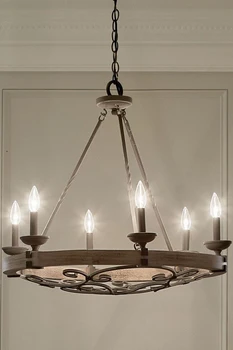 Американската ретро промишлена полилей wind wood art wheel за всекидневната, лампата за хранене, дизайнерско осветление, лампи за вили с настаняване в семейство - Изображение 2  