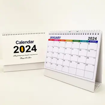 Английски Настолен календар Спирала Coil Страница На 12-Месечен календар за планиране на журнала 2024 година Календар Украса на масата - Изображение 1  
