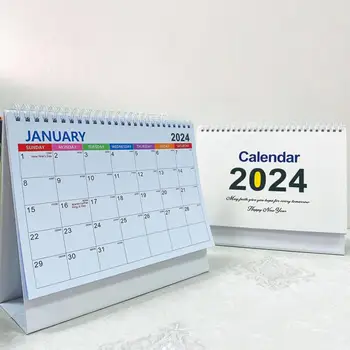Английски Настолен календар Спирала Coil Страница На 12-Месечен календар за планиране на журнала 2024 година Календар Украса на масата - Изображение 2  