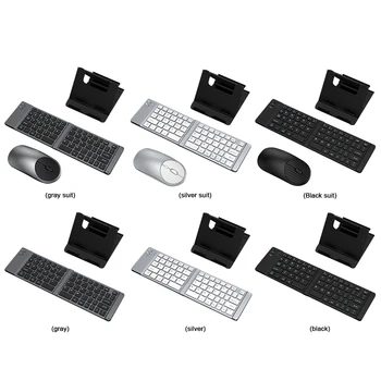 Безжична сгъваема клавиатура, мишка, съвместима с Bluetooth, преносима клавиатура, поставка за таблет и телефон, 3 режима, 2,4 G за iPad, смартфон, лаптоп. - Изображение 2  