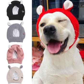 Безшумни слушалки за кучета, Шумозащитные капаци за ушите на домашни любимци, Вязаная шапчица, снимающая безпокойство, зимни топли слушалки за кучета средни - Изображение 1  