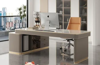 Бюро в италиански стил rock board, чай масичка, интегриран дизайн, лесен луксозен кът бюро за компютър, модерна и лесна Г-образна разширение' - Изображение 1  