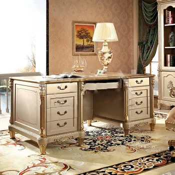 Бюро от масивно дърво в европейски стил, бюро за голямо семейство, луксозен бюро в европейски стил, маса на шефа, мебели за кабинет на вила - Изображение 2  