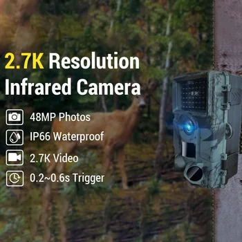 Водоустойчива ловна камера за нощно виждане с активирането на движение на Wi-Fi с инфрачервен радиация, без блясък 940 нм - Изображение 2  