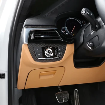 Вътрешно Покритие на Рамката на Ключа за Фарове За BMW 5 Серия 2018-2019 Капак на Превключвателя на Фаровете на Автомобилни Аксесоари От Настоящето Въглеродни Влакна 1 бр. - Изображение 1  