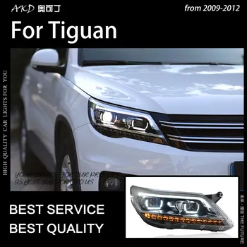 Главоболие фенер AKD за стайлинг за фарове на автомобили Tiguan 2009-2012 Обновяване на led фарове Tiguan Нов обектив проектор Tiguan Led DRL Сигнал - Изображение 2  