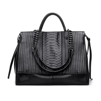 Дамска чанта луксозни прости чанти от крокодилска кожа от Веригата на Женската чанта през рамо голяма черна чанта - Изображение 1  