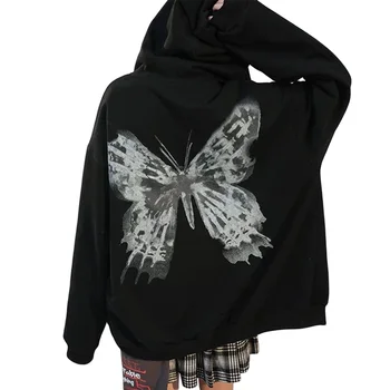 Дамски блузи с модел готик пеперуди, блузи с дълги ръкави и джобове с цип, есен облекло - Изображение 2  
