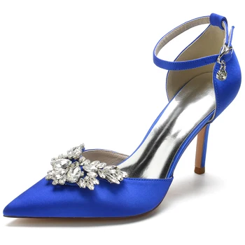 Дамски обувки за сватба Minishion, украсени с лъскави панделки, вечерни обувки-лодка JY013 - Изображение 1  