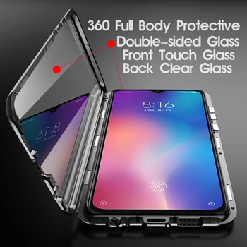 Двупосочен Калъф За Телефон От Закалено Стъкло Xiaomi Redmi Note 8 Pro С Магнитен Усвояването На Метален Флип 360 Full Cover Note8 Pro На Корпуса - Изображение 2  