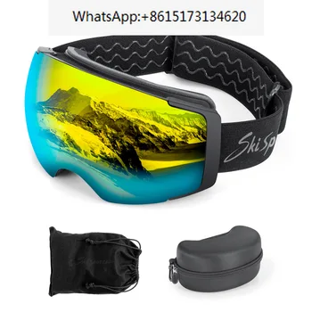 Двуслойни магнитни ски очила за активен отдих, за възрастни, фарове за сферични очила за късогледство с голямо зрително поле. - Изображение 1  
